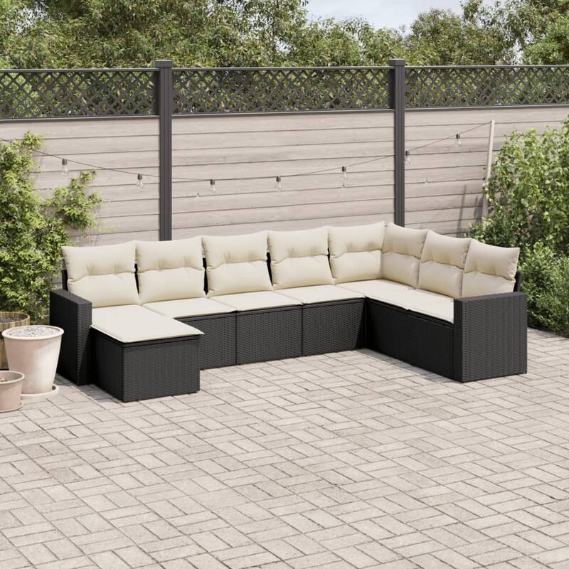 vidaXL Garden Sofa Set Black frame, Cream white cushions - 21.7 x 21.7 x 14.6