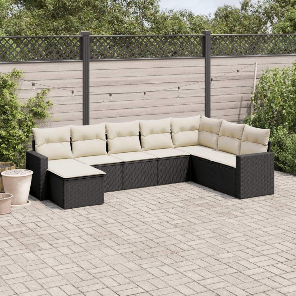 vidaXL Garden Sofa Set Black frame, Cream white cushions - 21.7 x 21.7 x 14.6