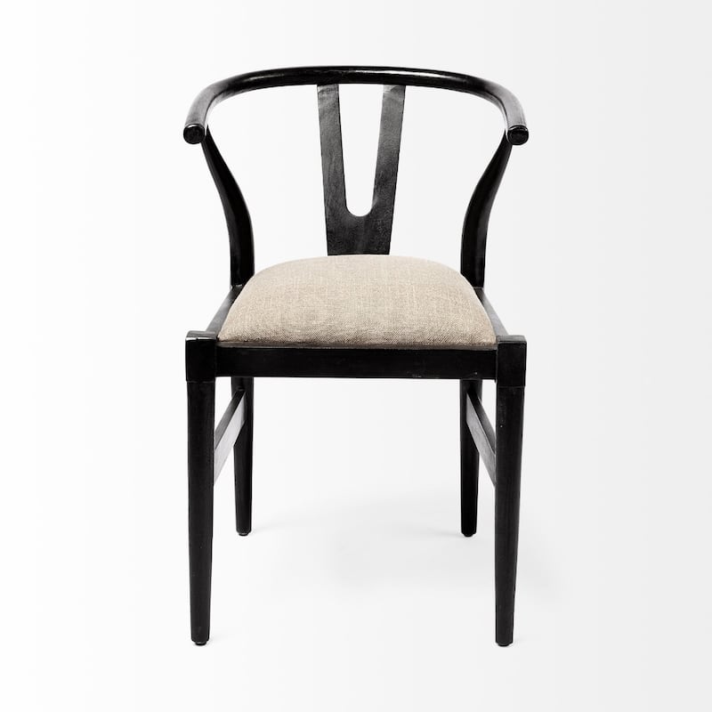Upholstered Coastal Dining Chair with Cream Linen Seat and Solid Wood Frame Perfect for Any Room - 31”H x 22.5”W x 20”D
