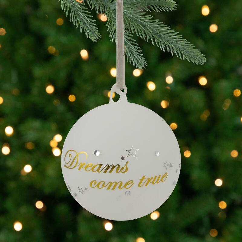 4.5" Reindeer Frosted 'Dreams Come True' Glass Christmas Ornament