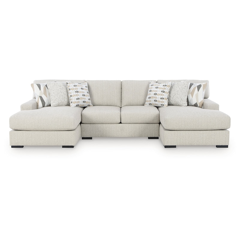 Signature Design by Ashley Laurelgrove Beige 3-Piece Double Chaise Sectional - 132" W x 68" D x 40" H
