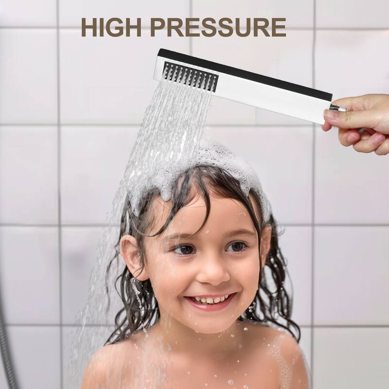 Luxury Thermostatic Shower System 3-Spray Patterns 12" Wall Mount Rain Dual Shower Heads with LED and 6 Body Jets in Chrome