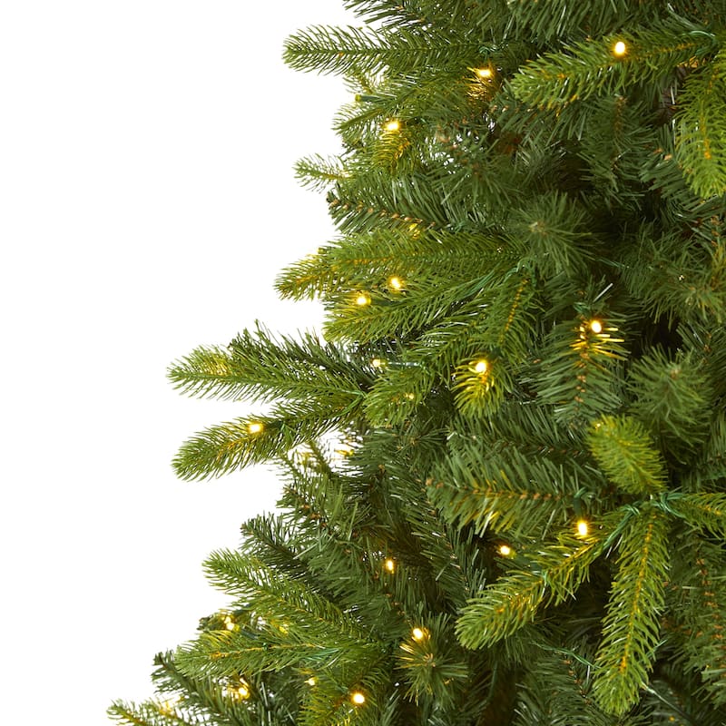 7ft Artificial Christmas Tree with Lights - Spruce Look Holiday Decor, Indoor Xmas Tree, Full & Natural Appearance - Green - 84