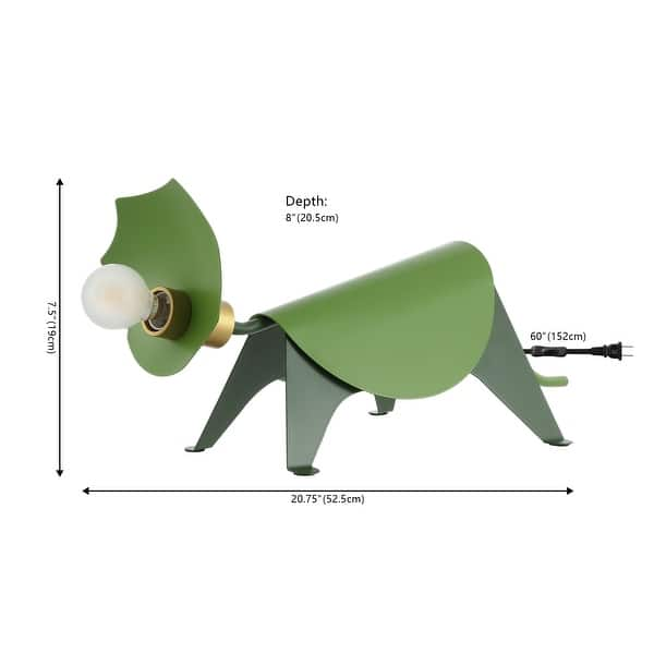 dimension image slide 0 of 2, Bradley 7.5" Modern Industrial Iron Triceratops LED Kids' Lamp, Green by JONATHAN Y