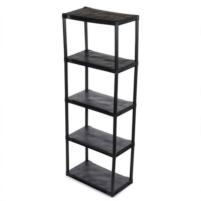 5 Tier Plastic Shelf, (38-inch), Black