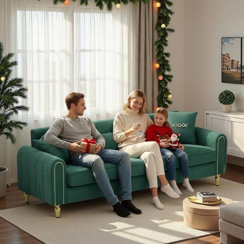 87.4" Luxury Loveseat Sofa with Metal Legs, Round Arms