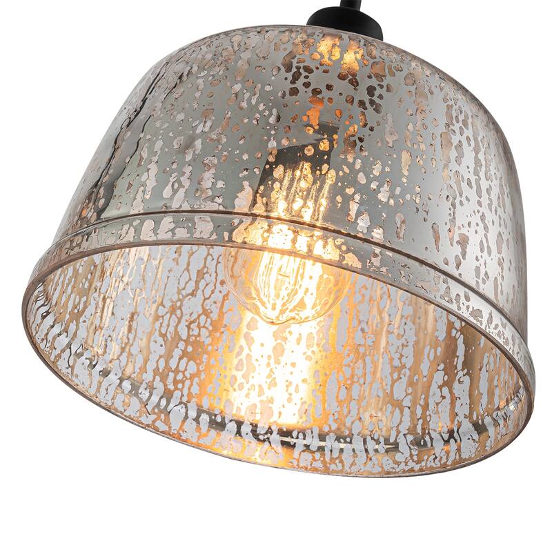 3-Light Bowl-Shaped Mercury Glass Linear Island Pendant Light - Dia.38.19-in