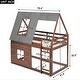 preview thumbnail 4 of 8, Twin Size House Bunk Bed with Roof, Ladder, and 2-Windows for Kids' Fun, Wooden Bed Frame for Bedroom, Oak & Smoky Grey
