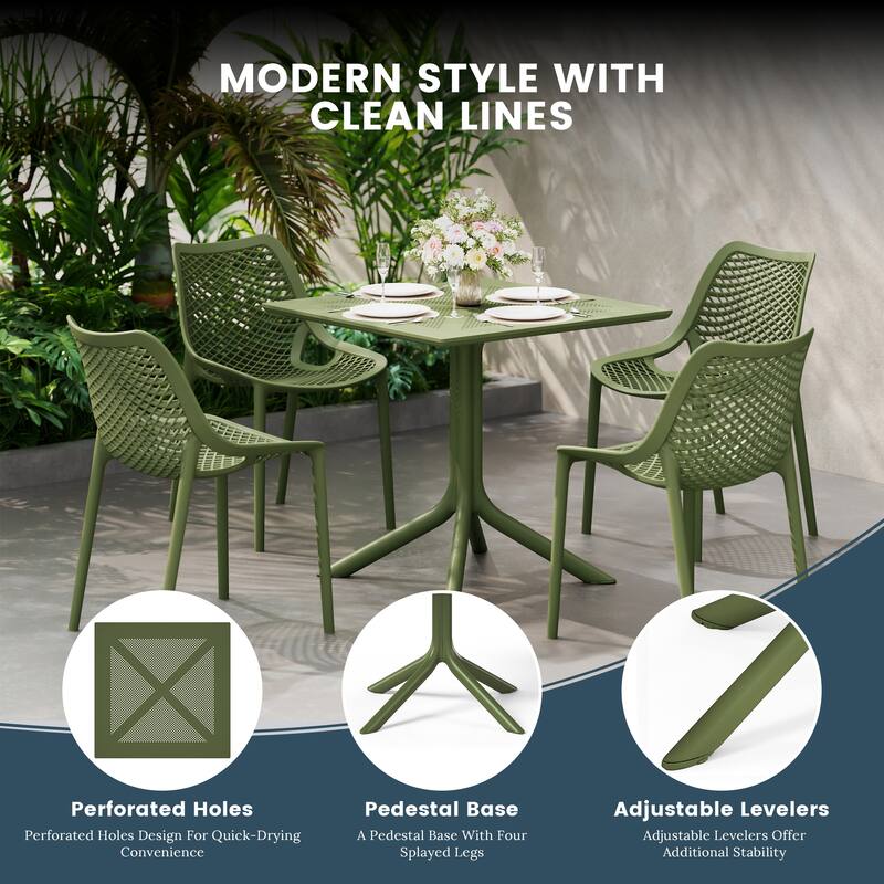 Frond and Form 4-Person Outdoor Patio Square Dining Set