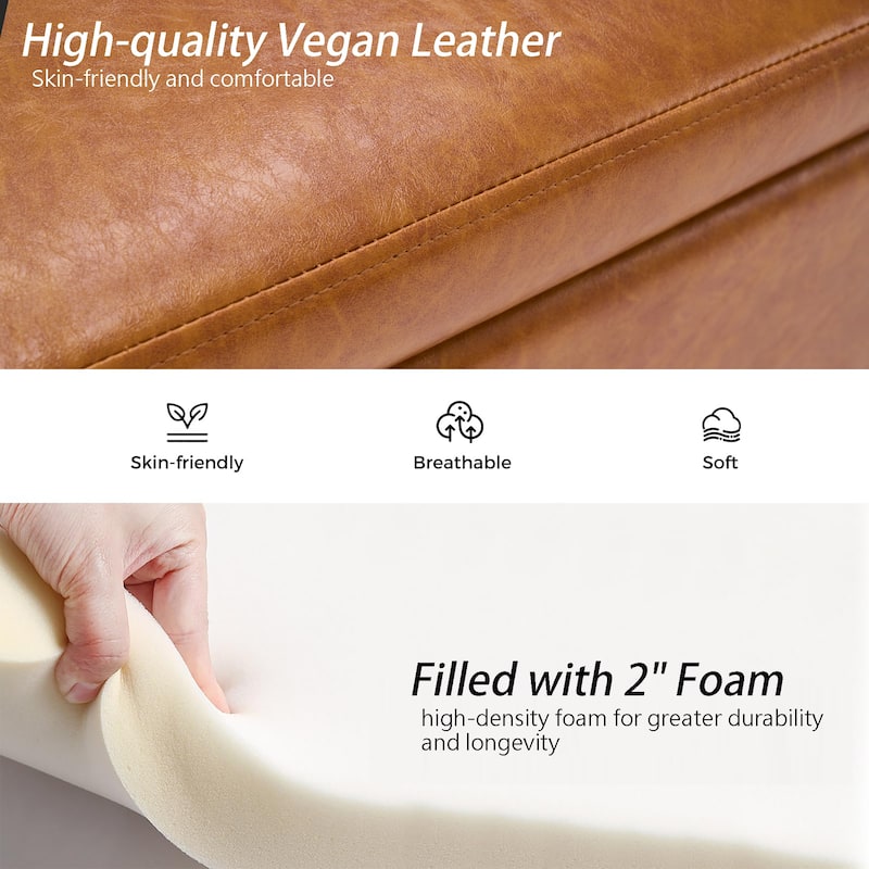 Velvet/Leather Storage Bench for Bedroom,End of Bed Bench for King Size Bed, Modern Upholstered Long Ottoman Bench for Entryway