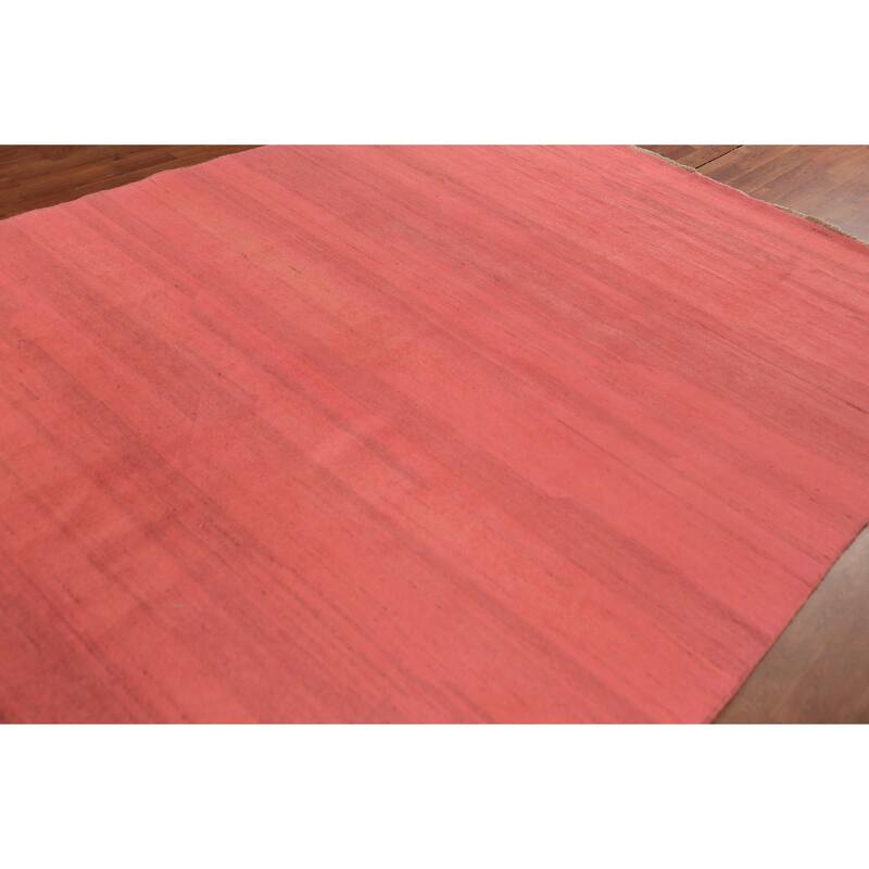 Modern Gabbeh Oriental Area Rug Hand-Knotted Pink Wool Carpet - 6'10" x 9'9"