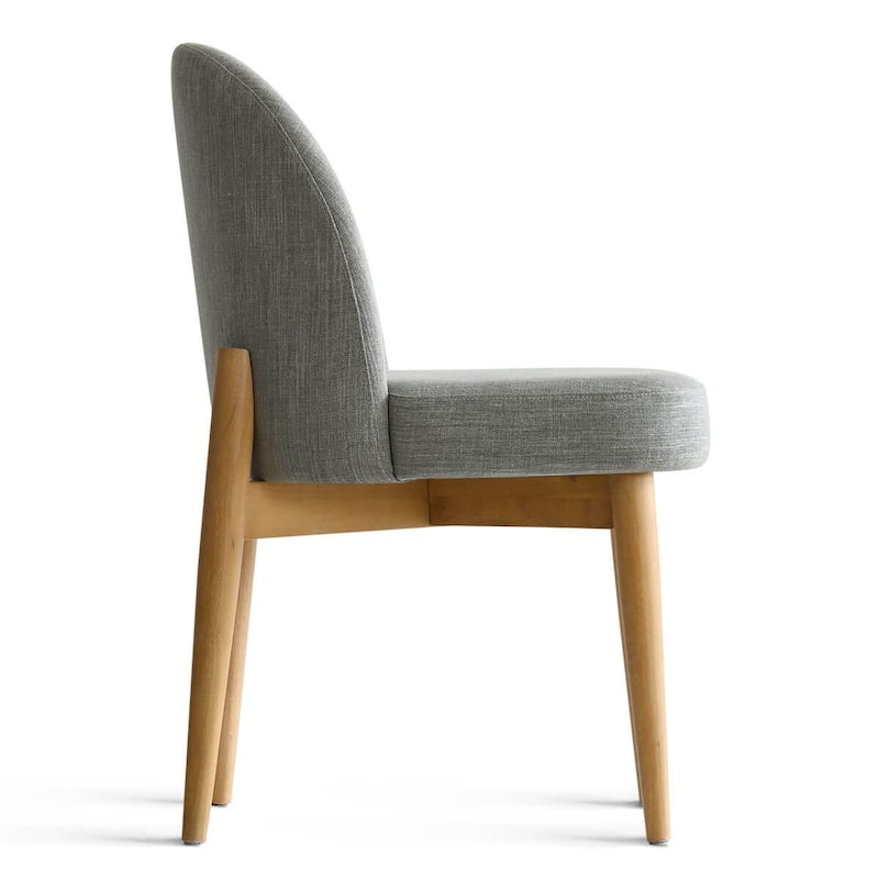 Modern Linen-Blend Parsons Dining Chairs with Solid Wood Legs