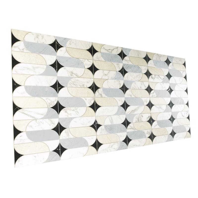 Merola Tile Reve Ovales Deco 23-1/2" x 47-1/8" Porcelain Floor and Wall Tile