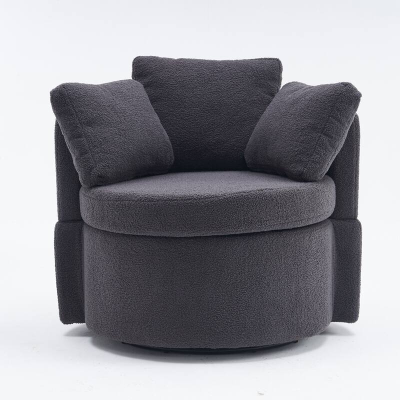 Teddy Fabric Swivel Storage Chair With Back Cushion