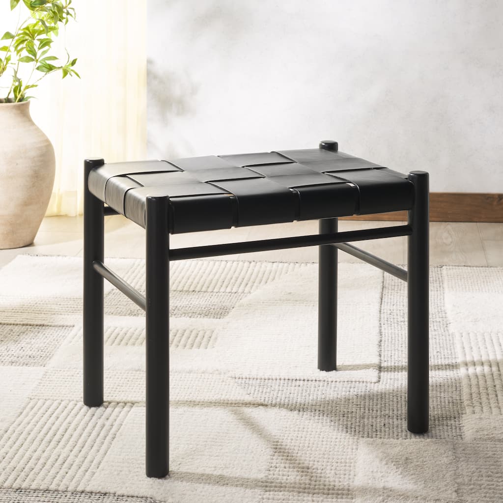 SAFAVIEH Couture Devnie Solid Woven Ottoman, Fully Assembled