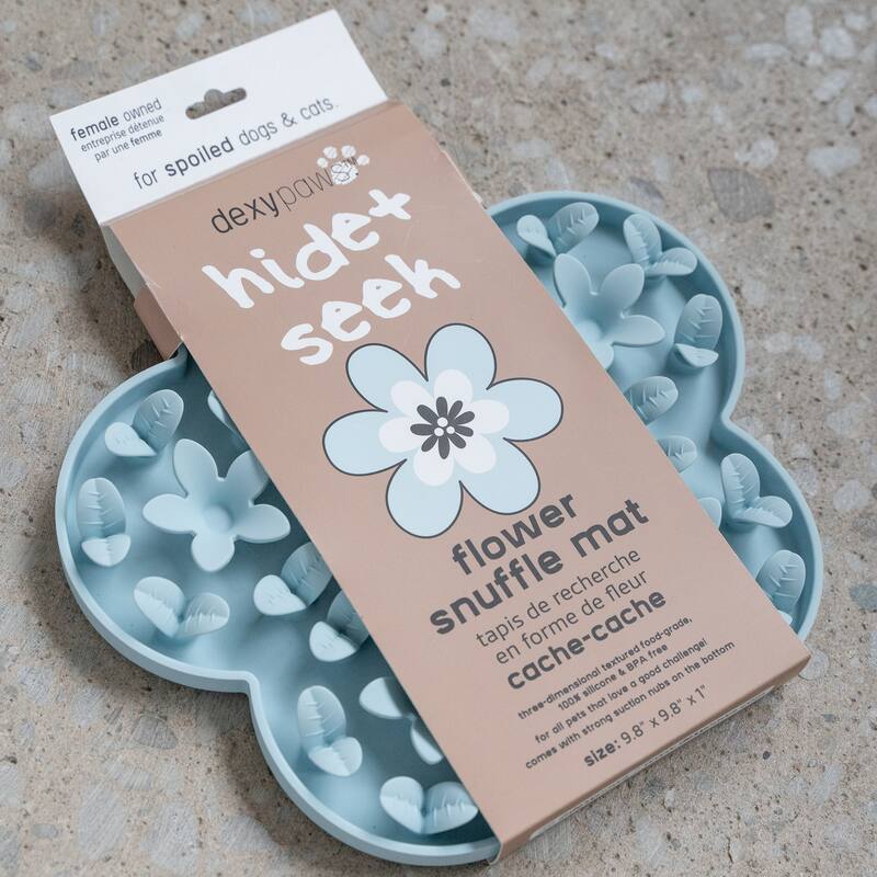 Dexypaws: Enrichment Snuffle Mat: Sky Blue Flower - Textured Dog Feeding Pad - Sky Blue