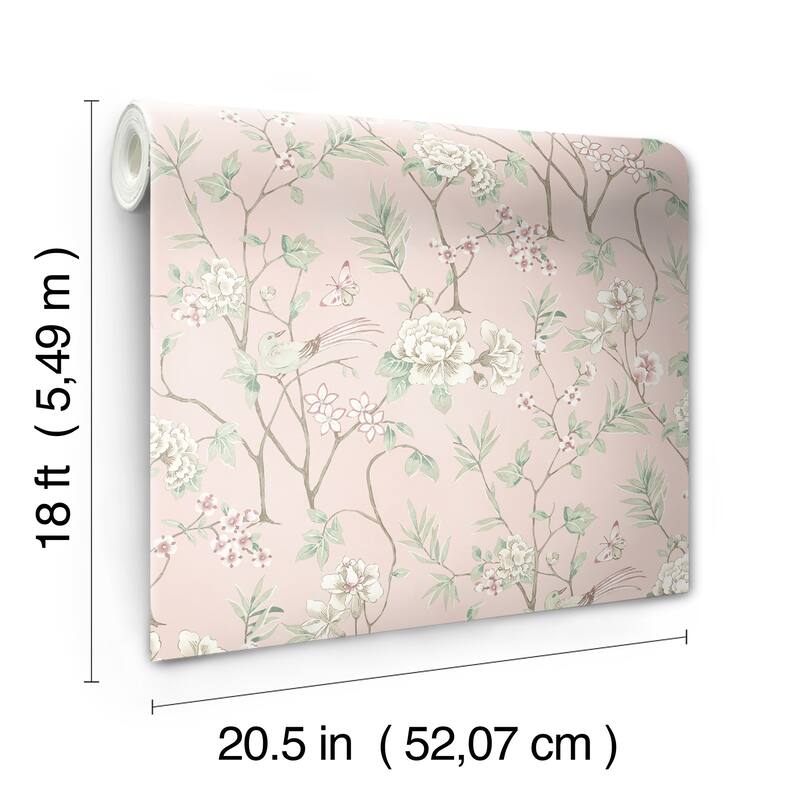 NuWallpaper Chinoiserie Garden Pink Peel and Stick Wallpaper