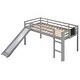 preview thumbnail 7 of 12, Modern and Playful Design Wood Loft Bed with Slide, Ladder and Chalkboard, Twin size, Grey