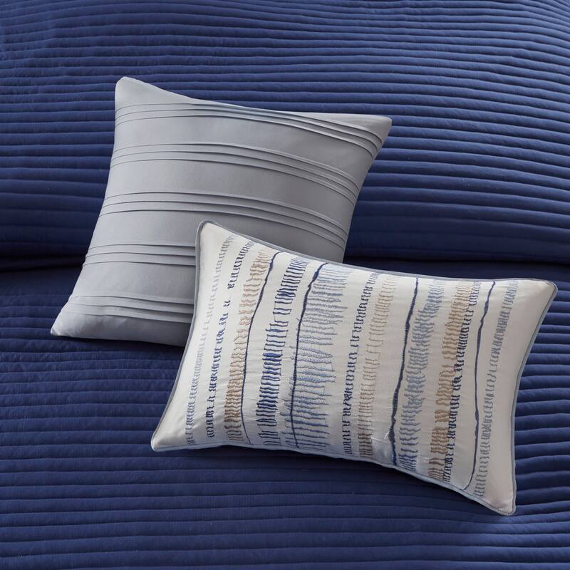 GDF Studio - Marina 8-Piece Printed Seersucker Comforter and Quilt Set Collection with Decorative Pillows