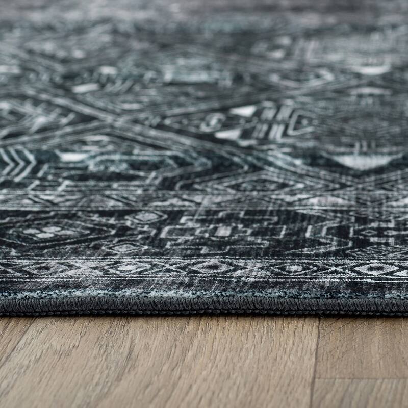 World Rug Gallery Transitional Bohemian Distressed Washable Non Slip Area Rug