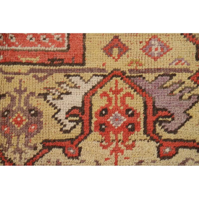 Pre-1900 Antique Vegetable Dye Oushak Turkish Wool Carpet - 4'1"x 5'5"