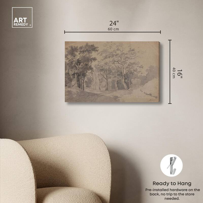 Grove with Road and Haycart Canvas by Art Remedy, Gallery Wrapped