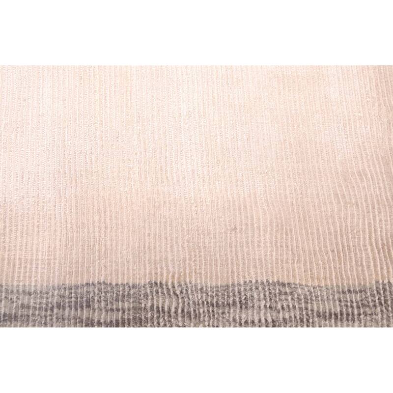 ECARPETGALLERY Hand Loomed Shimmer Ivory Viscose Rug - 7'11 x 11'4