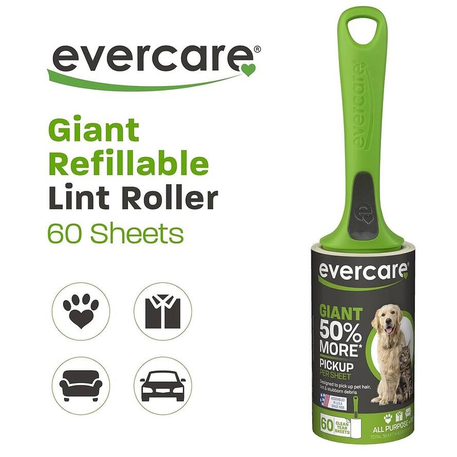 Evercare All Purpose Pet Giant Extreme Stick Lint Roller Bed Bath