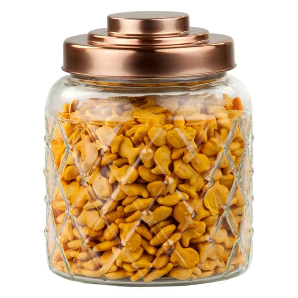 Home Basics Glass 0.7-gallon Air-tight Jar with Copper Lid - Bed Bath &  Beyond - 20602528