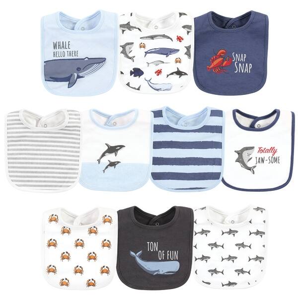 slide 1 of 1, Hudson Baby Infant Boy Cotton Bibs, Boy Whale Shark, One Size - Boy Whale Shark - One Size One Size - Boy Whale Shark
