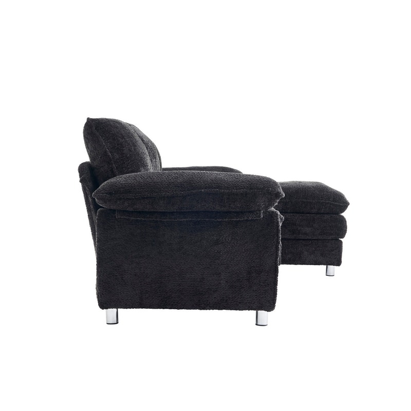 Modern Deep 3-Seat Sofa Couch with Ottoman