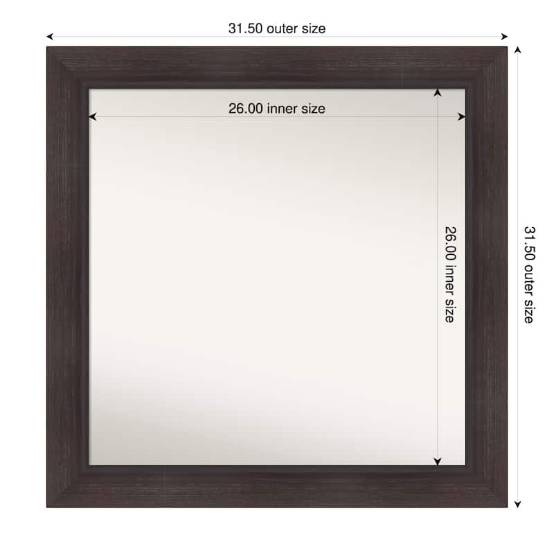 Sloped Non-Beveled Framed Wall Mirror - 32 x 32 in - Sloped Espresso