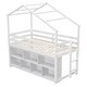 preview thumbnail 8 of 8, Modern Twin Wood House Loft Kid Bed with Roof,Shelves,Guardrail,Ladder