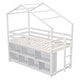 preview thumbnail 8 of 8, White Twin Size Wood House Loft Bed with Roof Frame, Under Bed Shelving Storage Unit, Guardrails, Ladder