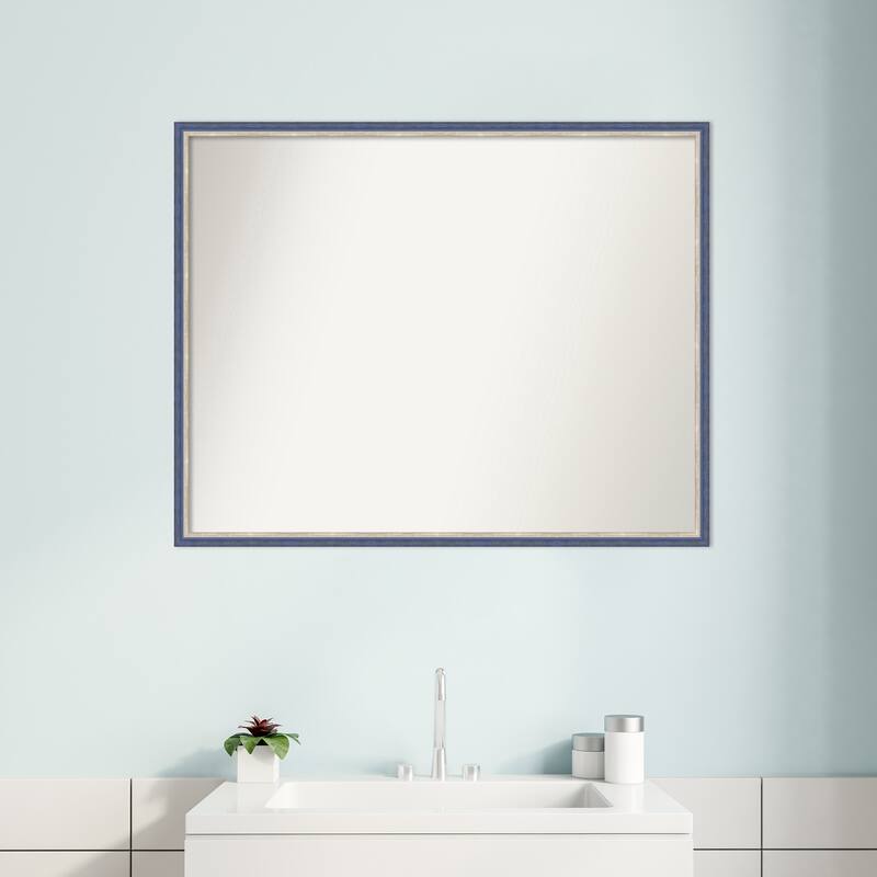 Theo Narrow Non-Beveled Wood Framed Bathroom Vanity Wall Mirror