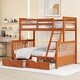 preview thumbnail 4 of 31, Wooden Frame Bunk Bed with Ladders and 2 Storage Drawers Walnut