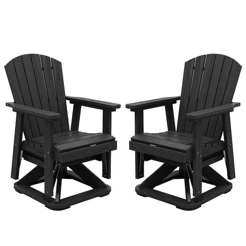 HDPE Adirondack Swivel Glider, Outdoor Patio Chair - 2 Pieces - Black