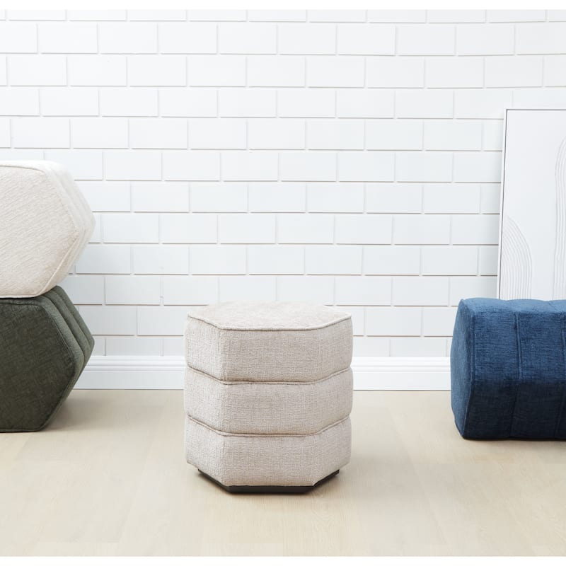 SAFAVIEH Couture Rosaria Hexagon Ottoman - Taupe