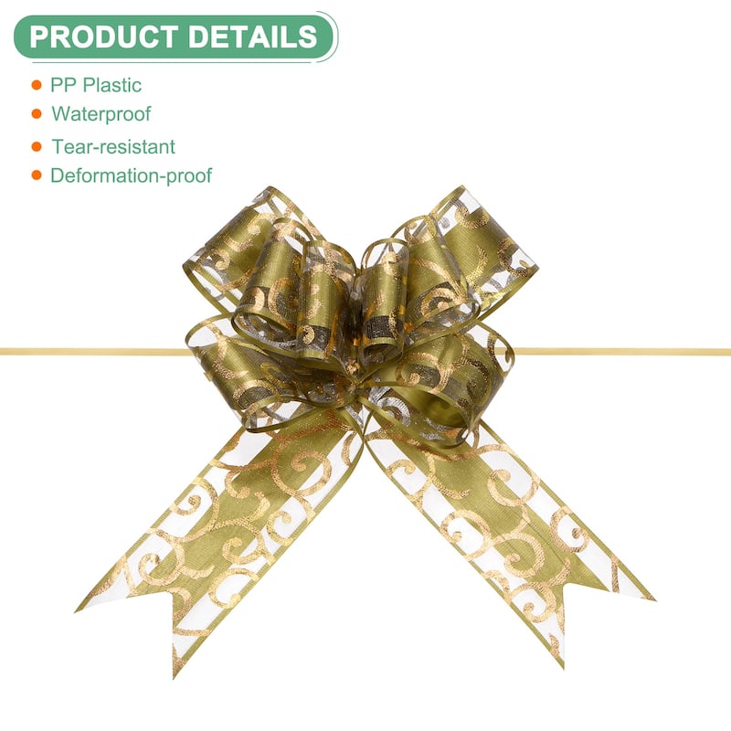 10pcs Large Pull Bow 8 Inch Bows for Wedding Baskets Decorations - Gold Tone