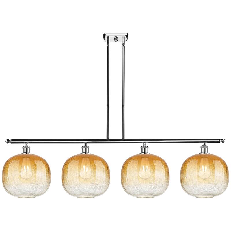 Innovations Lighting Endless Possibilities Ballston - Brookhaven Sphere - 4 Light 49" Stem Hung Island Light - Polished Chrome/Amber