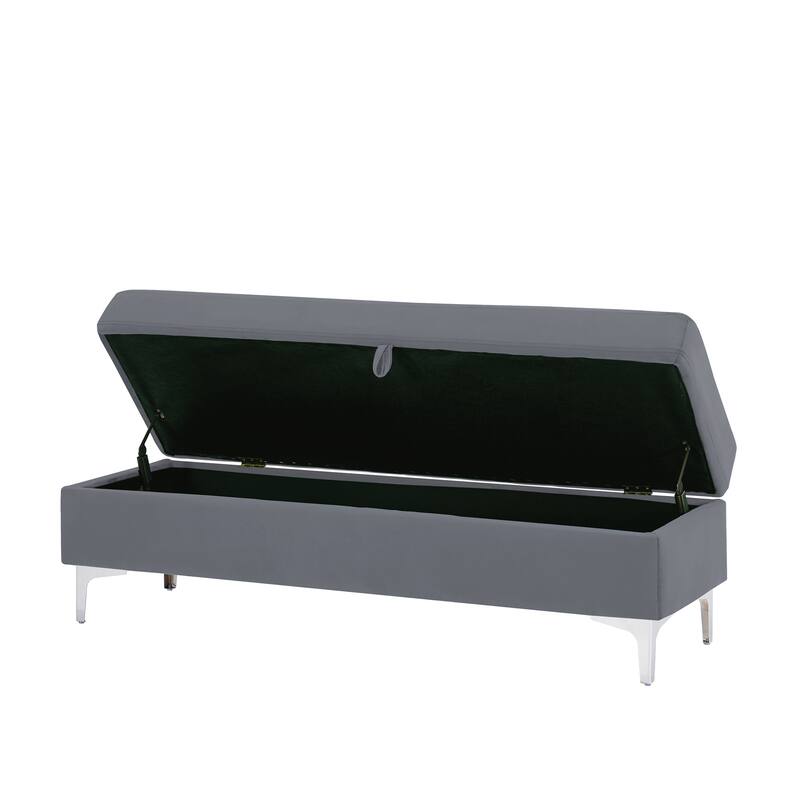 Modern Velvet Ottoman Bench, Storage Ottoman for Home