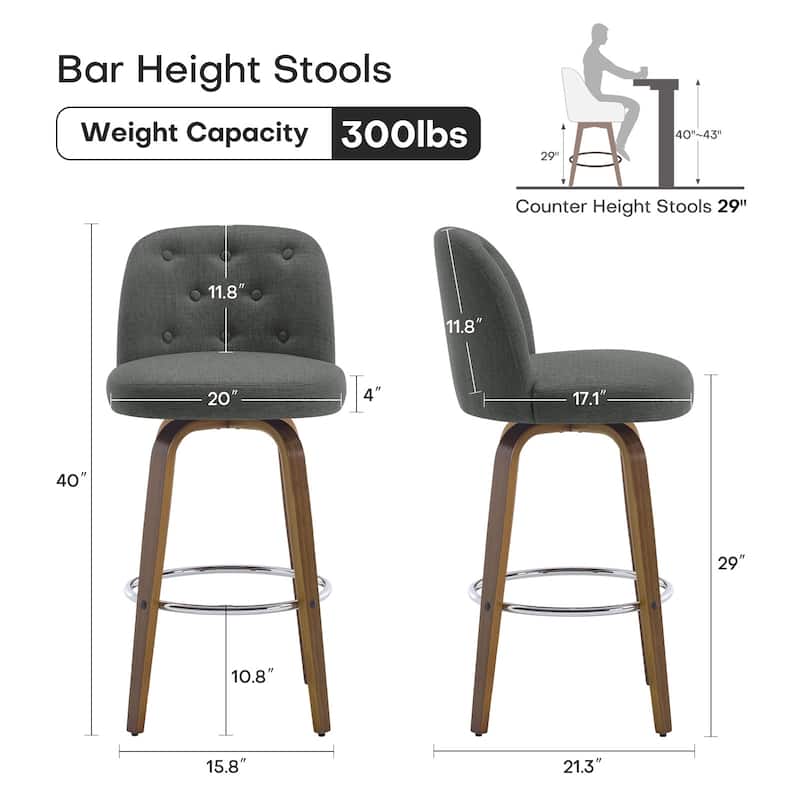 26"/29" Swivel Bar Stools/ Counter Stool with Bentwood Legs