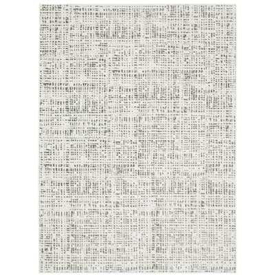Montpellier White Grey Abstract Casual Area Rug