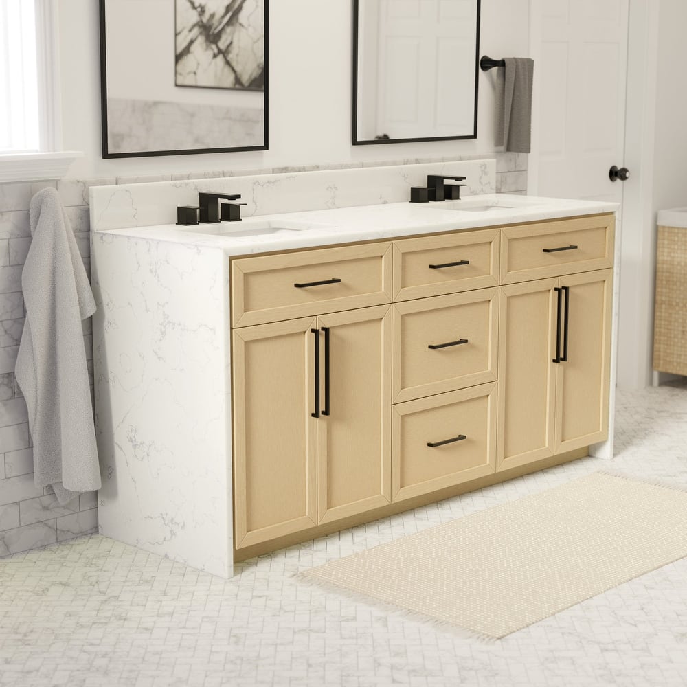 KitchenBathCollection Palisade 72" Double Waterfall Vanity with Engineered Marble Top