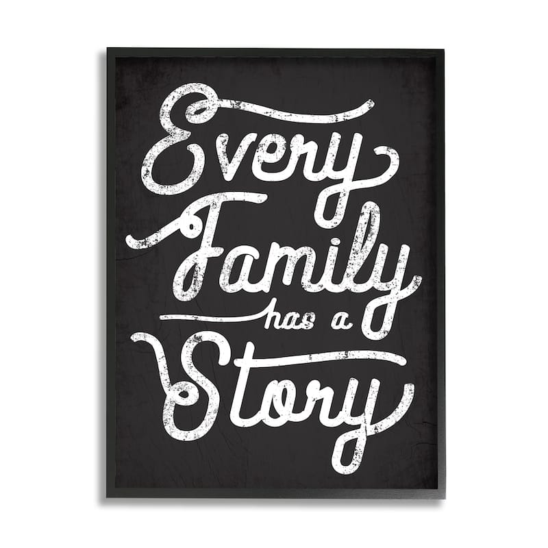 Stupell Every Family Has a Story Quote Rustic Black White Framed Wall Art