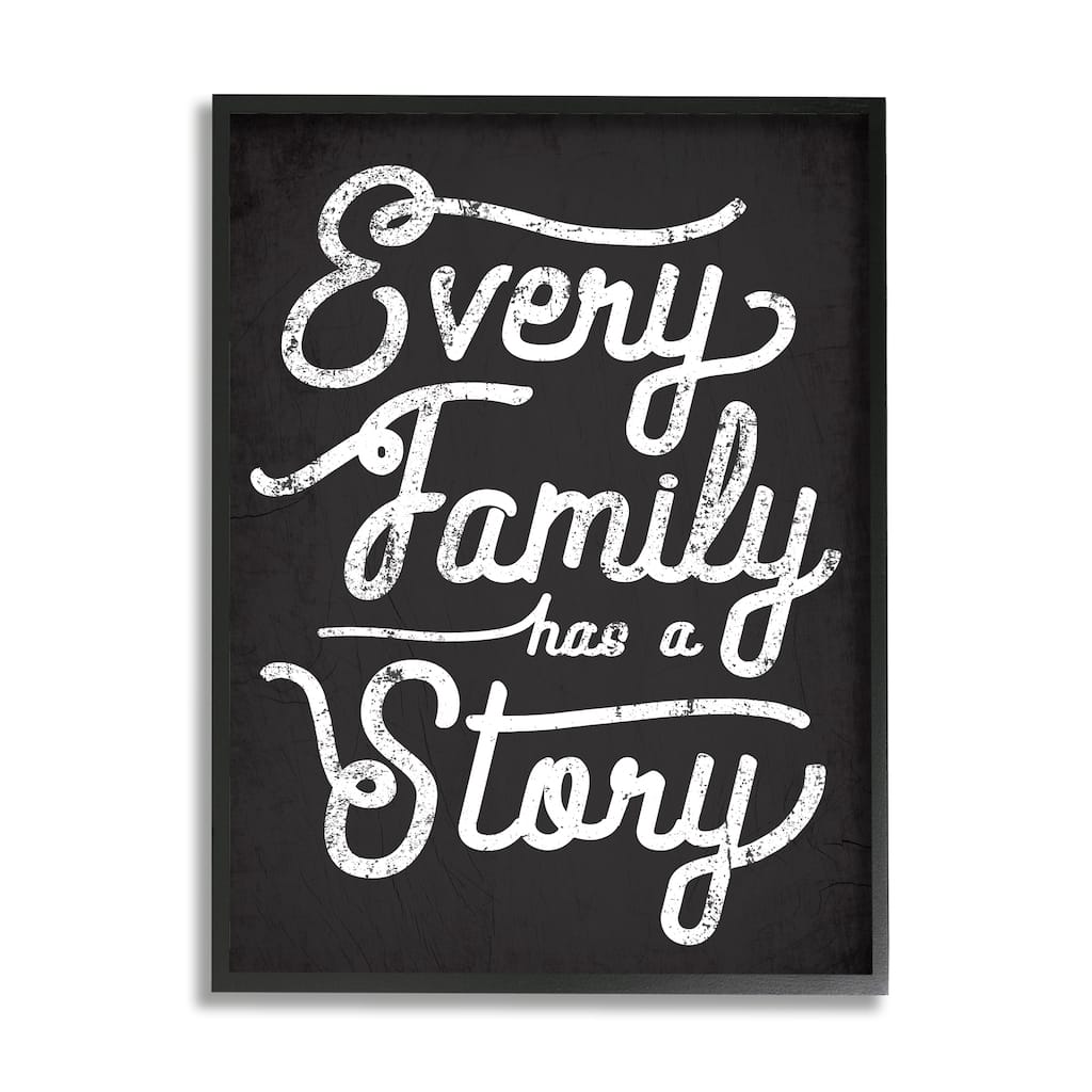 Stupell Every Family Has a Story Quote Rustic Black White Framed Wall Art