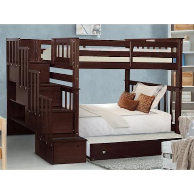 Taylor & Olive Trillium Tall Twin over Twin Stairway Bunk Bed, Trundle