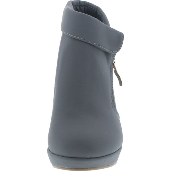 Beston Lucky Top Stella-6K Children Girls Platform Wedge Heel Fold Over Ankle Booties Black 13