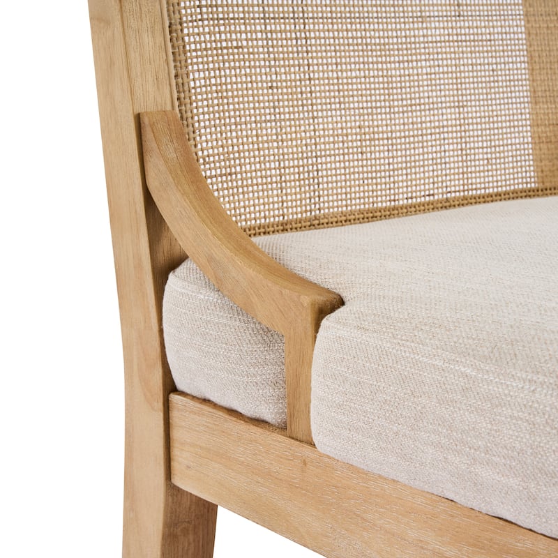 Christopher Knight Home - Upholstered Modern Fabric Chair with Cane Back and Rubber Wood Legs (Set of 2)