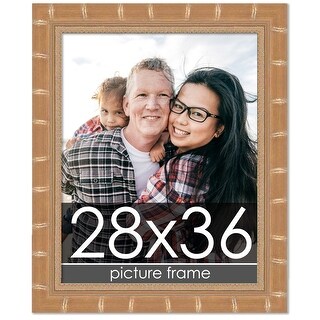 28x36 Bamboo Gold Complete Wood Picture Frame with UV Acrylic, Foam ...